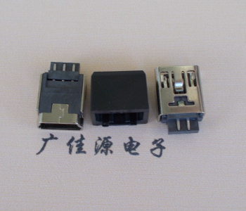 火炬开发区街道MINI USB 5Pin接口 带护套焊线母座 B型180度铜壳