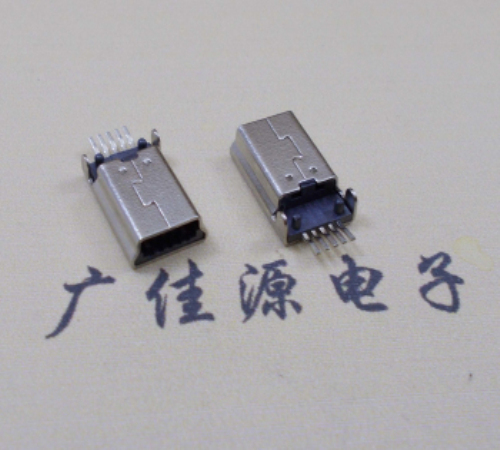 火炬开发区街道MINI USB公头 5pin端子贴板带柱 10.7mm体长